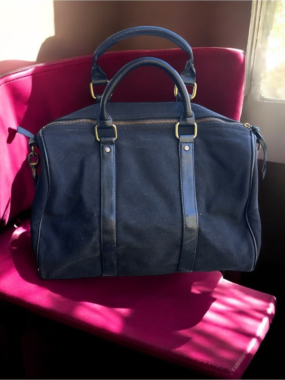 Victoria's Secret Black Canvas Weekend Travel Duffel Bag - Picture 15 of 16